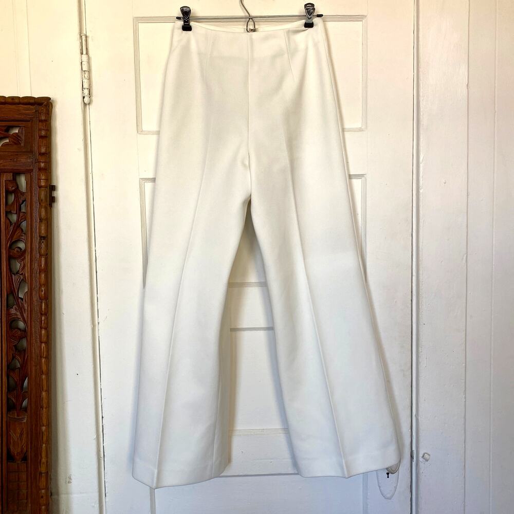 Vintage 70s Lilli Ann Poly Wide Leg Trouser Pants Crease Pleats Classic